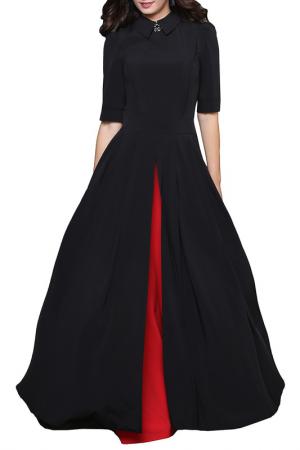Платье комбинированное, отрезное по линии талии GREYCAT. Цвет: черно-красный