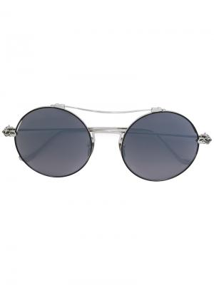 Круглые солнцезащитные очки Chrome Hearts. Цвет: серый