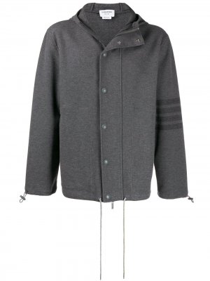 Куртка с капюшоном и полосками 4-Bar Thom Browne. Цвет: серый