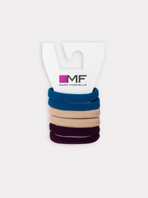 Резинки для волос (набор 6 шт.) в бежево-голубых цветах Mark Formelle. Цвет: волна /т.бежевый /баклажан