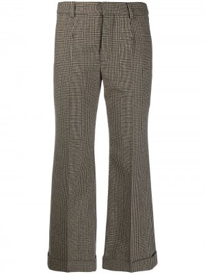 Укороченные брюки в ломаную клетку Saint Laurent. Цвет: коричневый