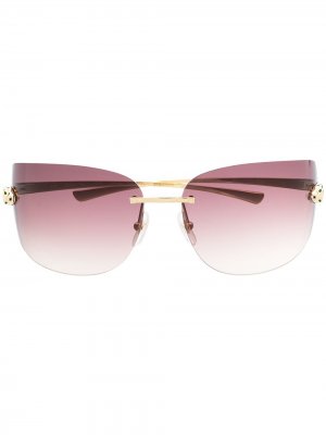 Солнцезащитные очки в безободковой оправе Cartier Eyewear. Цвет: золотистый
