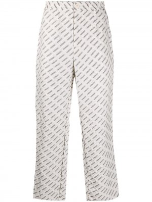 Жаккардовые прямые брюки с логотипом AMBUSH. Цвет: белый