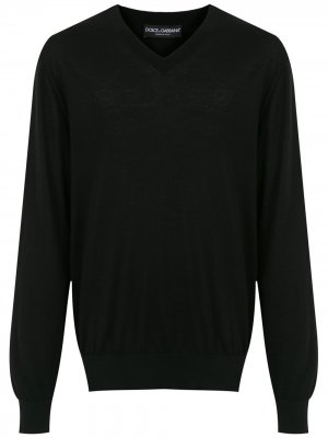 Кашемировый свитер с V-образным вырезом Dolce & Gabbana. Цвет: черный