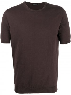 Трикотажная футболка с короткими рукавами Roberto Collina. Цвет: коричневый