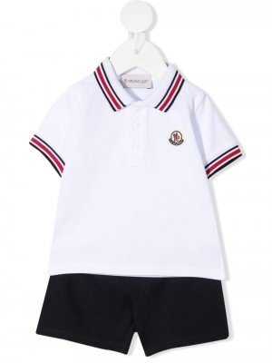 Комплект из футболки и шортов с логотипом Moncler Enfant. Цвет: белый