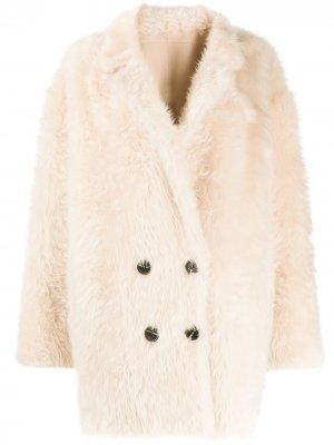 Двубортное пальто Liska. Цвет: нейтральные цвета