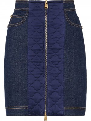 Джинсовая юбка со стегаными вставками Fendi. Цвет: синий