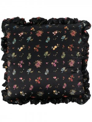 Подушка с оборками и цветочным принтом Preen By Thornton Bregazzi. Цвет: черный