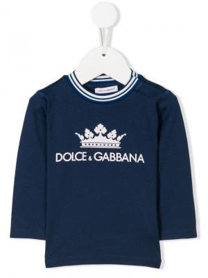 Толстовка с логотипом Dolce & Gabbana Kids. Цвет: синий