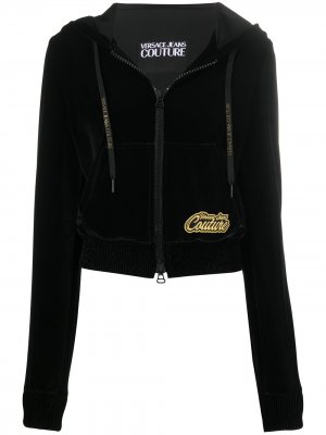 Худи на молнии с логотипом Versace Jeans Couture. Цвет: черный