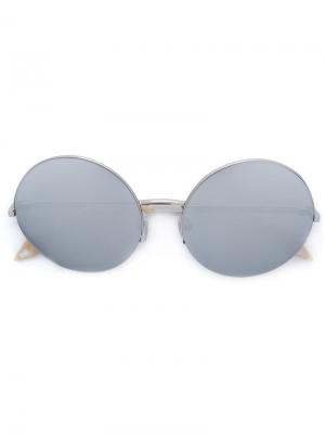 Солнцезащитные очки в круглой оправе Victoria Beckham. Цвет: металлический