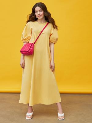 Платье женское макси с рукавами-фонариками в желтом цвете Mark Formelle. Цвет: манго