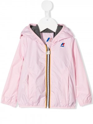 Куртка на молнии с капюшоном и логотипом K Way Kids. Цвет: розовый