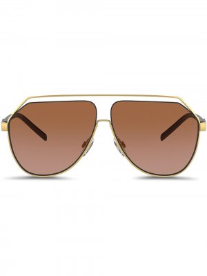 Солнцезащитные очки в шестиугольной оправе Dolce & Gabbana Eyewear. Цвет: коричневый