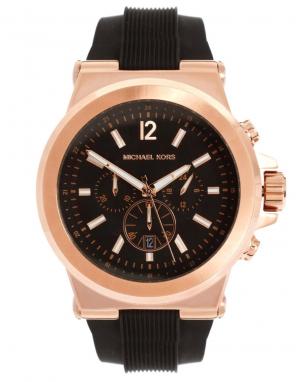 Oversize-часы с хронографом и силиконовым ремешком  MK8184 Dylan Michael Kors. Цвет: черный