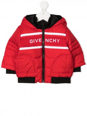 Пуховик с логотипом Givenchy Kids. Цвет: красный