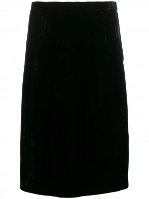 Бархатная юбка 1980-х годов прямого кроя Emanuel Ungaro Pre-Owned. Цвет: черный