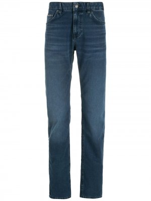 Прямые джинсы с нашивкой-логотипом BOSS. Цвет: синий