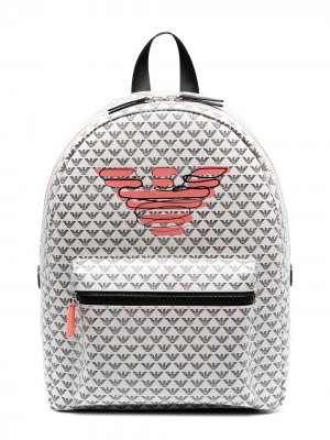 Рюкзак с логотипом Emporio Armani Kids. Цвет: белый