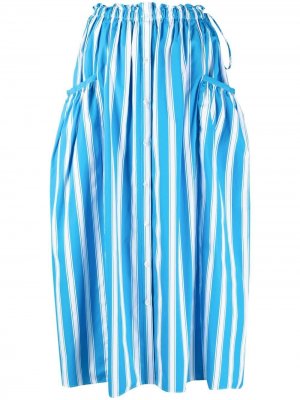 Полосатая юбка с завышенной талией MSGM. Цвет: синий