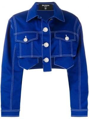 Укороченная джинсовая куртка Balmain. Цвет: синий