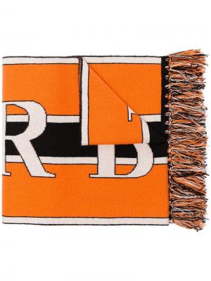 Кашемировый шарф с логотипом Burberry. Цвет: оранжевый