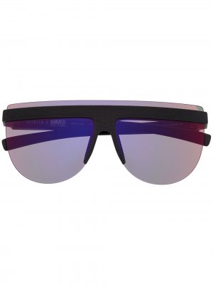 Солнцезащитные очки-маска MYKITA+MAISON MARGIELA. Цвет: черный