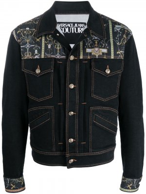 Джинсовая куртка с принтом Barocco Versace Jeans Couture. Цвет: черный