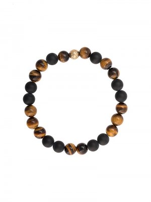 Эластичный браслет с камнями Nialaya Jewelry. Цвет: коричневый