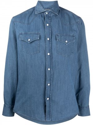 Джинсовая рубашка в стиле вестерн Brunello Cucinelli. Цвет: синий