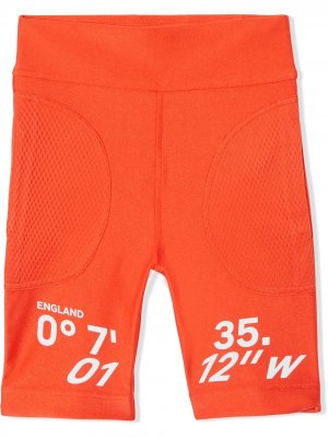Облегающие шорты с принтом Burberry Kids. Цвет: оранжевый