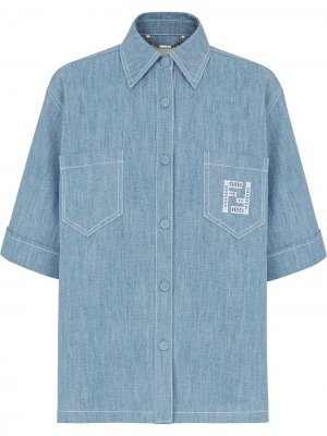 Рубашка с вышитым логотипом FF Fendi. Цвет: синий