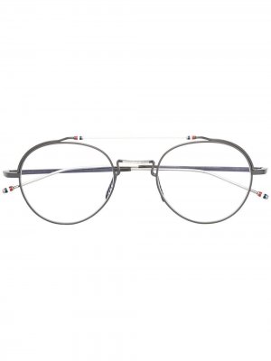 Round frame glasses Thom Browne Eyewear. Цвет: черный iron - серебристый