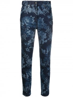 Укороченные джинсы с цветочным принтом Etro. Цвет: синий