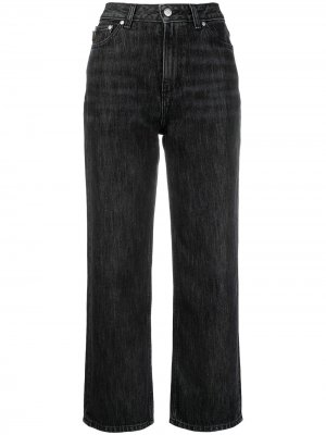 Укороченные джинсы с завышенной талией GANNI. Цвет: черный