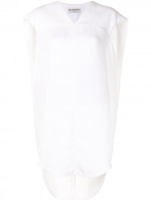 Короткое платье-кейп Balenciaga Pre-Owned. Цвет: белый