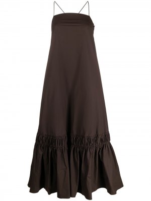 Длинное платье с оборками Jil Sander. Цвет: коричневый