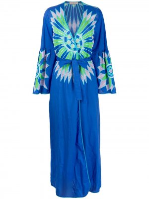 Платье-кафтан с вышивкой Emilio Pucci. Цвет: синий