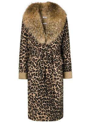 Пальто с леопардовым принтом P.A.R.O.S.H.. Цвет: коричневый