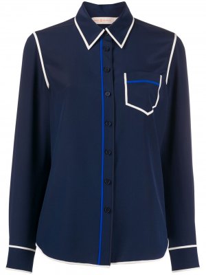 Рубашка с контрастными швами Tory Burch. Цвет: синий