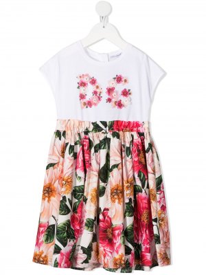 Платье с цветочным принтом Dolce & Gabbana Kids. Цвет: розовый
