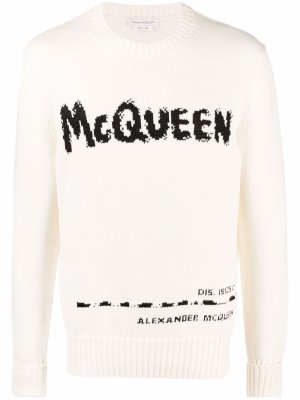 Джемпер вязки интарсия с узором граффити Alexander McQueen. Цвет: нейтральные цвета