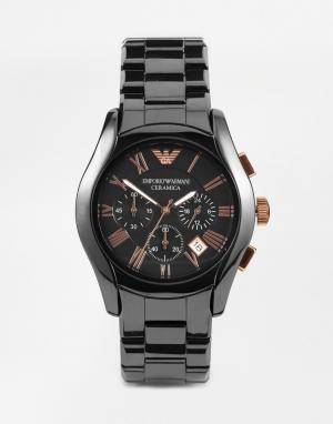 Черные керамические часы с хронографом  AR1410 Emporio Armani. Цвет: черный