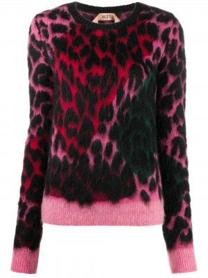Жаккардовый свитер с леопардовым принтом Nº21. Цвет: розовый