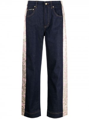 Прямые джинсы с жаккардовыми вставками Dolce & Gabbana. Цвет: синий