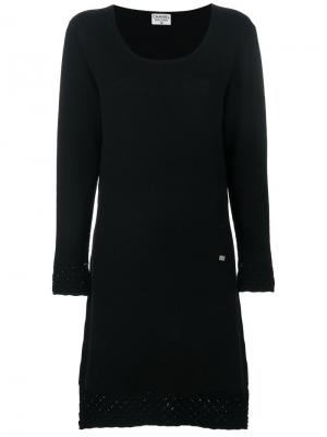 Вязаное платье с узором Chanel Pre-Owned. Цвет: черный
