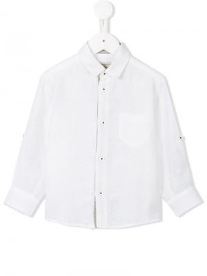 Рубашка с контрастной пуговичной планкой Cashmirino. Цвет: белый