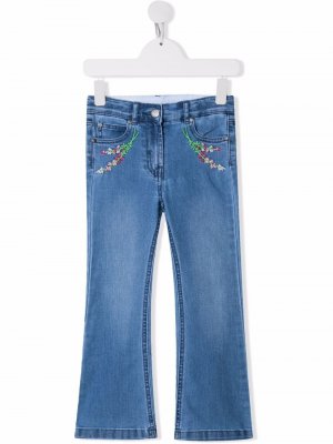 Расклешенные джинсы с цветочной вышивкой Stella McCartney Kids. Цвет: синий