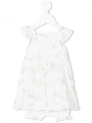 Платье с цветочным принтом Baby Dior. Цвет: белый